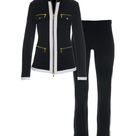 Boston Proper Black and White Track Pants with Contrast Stripes - Picture 2 of 8